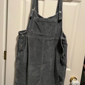 American Eagle Gray Corduroy Overall Dress